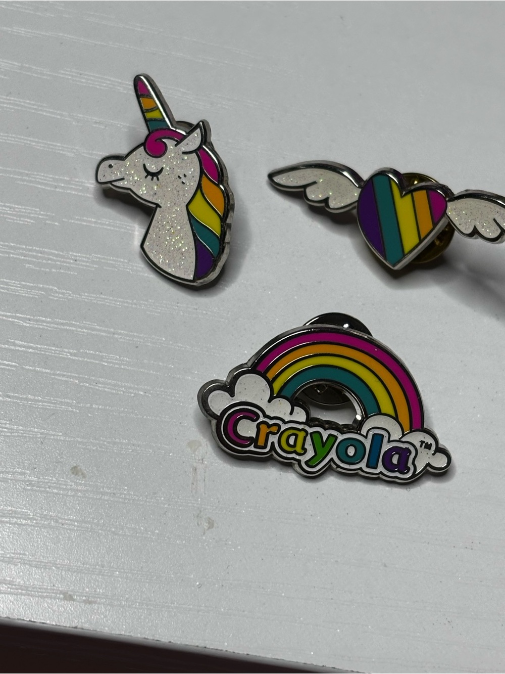 Crayola Rainbow, Unicorn, & heart Enamel Pin Set
